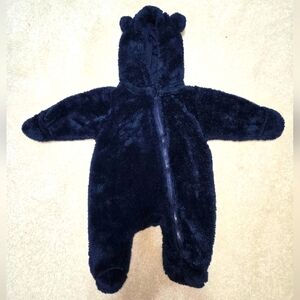 Cozy Navy Blue Fleece Baby Onesie sz 66/44